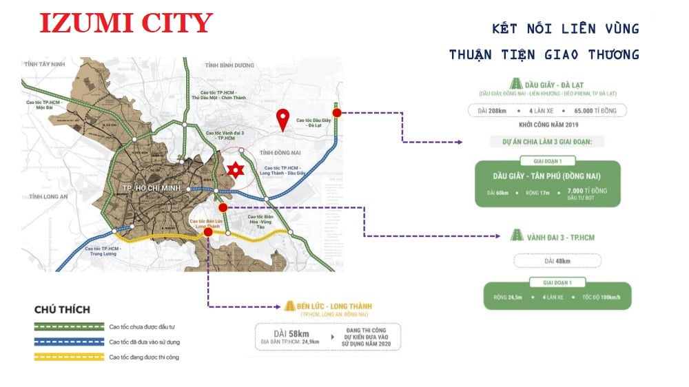 Vị trí dự án Izumi City – Nhất cân thị, nhị cận giang